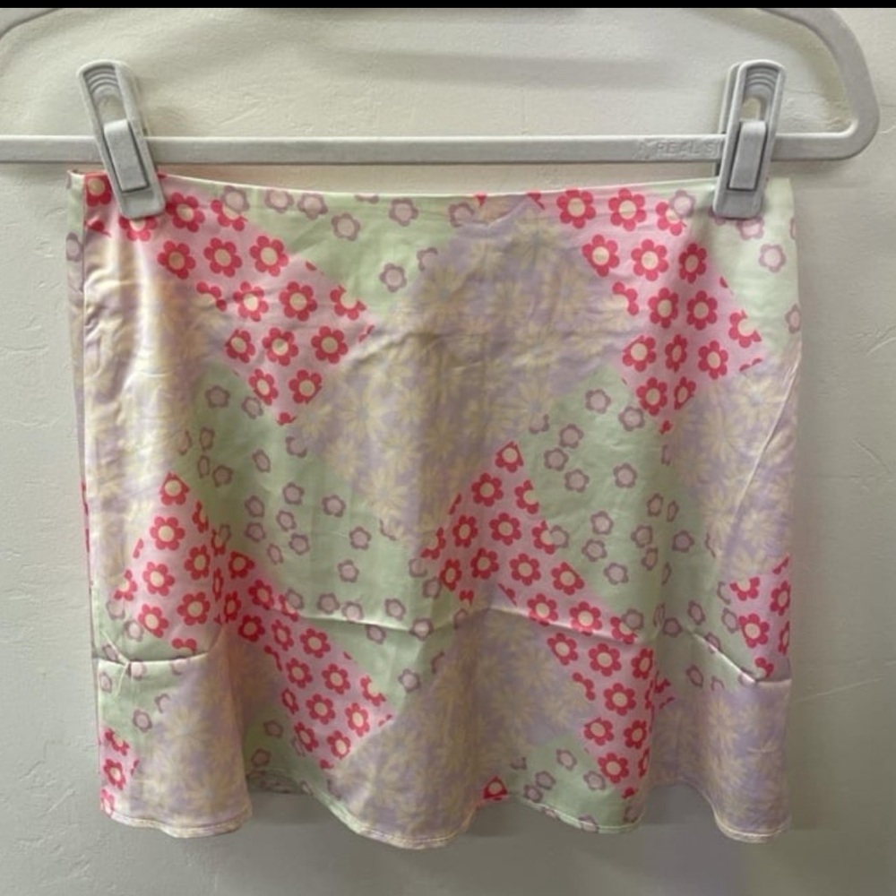 Princess Polly Pink Patchwork Satin Mini Skirt